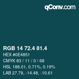 カラーコード: RGB 14 72.4 81.4 | qconv.com