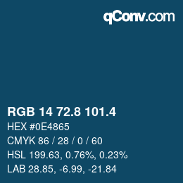カラーコード: RGB 14 72.8 101.4 | qconv.com