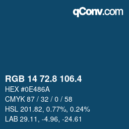 カラーコード: RGB 14 72.8 106.4 | qconv.com