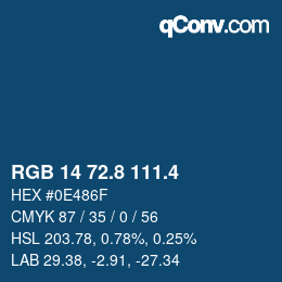 カラーコード: RGB 14 72.8 111.4 | qconv.com