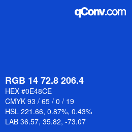 カラーコード: RGB 14 72.8 206.4 | qconv.com