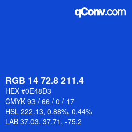 カラーコード: RGB 14 72.8 211.4 | qconv.com