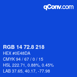 カラーコード: RGB 14 72.8 218 | qconv.com