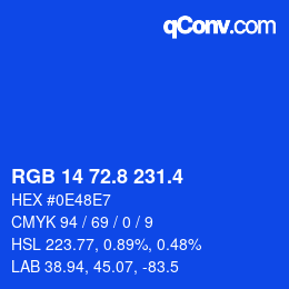 カラーコード: RGB 14 72.8 231.4 | qconv.com