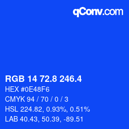 カラーコード: RGB 14 72.8 246.4 | qconv.com