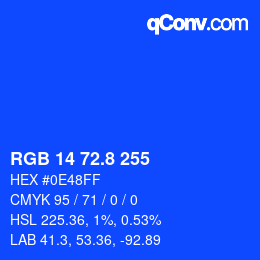 カラーコード: RGB 14 72.8 255 | qconv.com