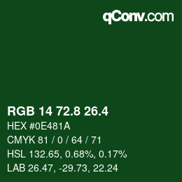 カラーコード: RGB 14 72.8 26.4 | qconv.com