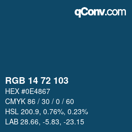 カラーコード: RGB 14 72 103 | qconv.com