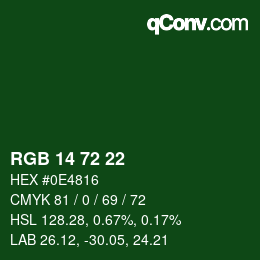 Color code: RGB 14 72 22 | qconv.com