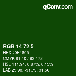 Color code: RGB 14 72 5 | qconv.com