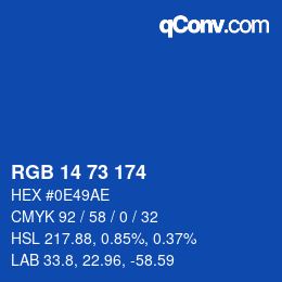 Color code: RGB 14 73 174 | qconv.com
