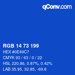 Color code: RGB 14 73 199 | qconv.com