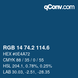カラーコード: RGB 14 74.2 114.6 | qconv.com