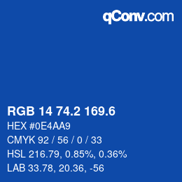 カラーコード: RGB 14 74.2 169.6 | qconv.com
