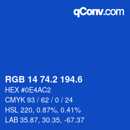 カラーコード: RGB 14 74.2 194.6 | qconv.com