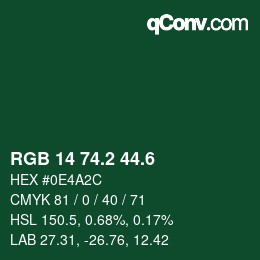 カラーコード: RGB 14 74.2 44.6 | qconv.com