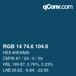 カラーコード: RGB 14 74.6 104.6 | qconv.com