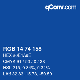 Color code: RGB 14 74 158 | qconv.com