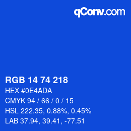 Color code: RGB 14 74 218 | qconv.com