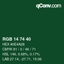 Color code: RGB 14 74 40 | qconv.com
