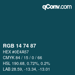Color code: RGB 14 74 87 | qconv.com