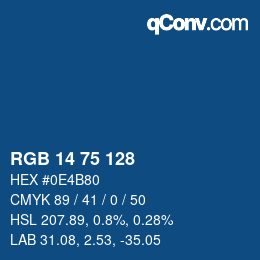 カラーコード: RGB 14 75 128 | qconv.com