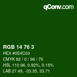 Color code: RGB 14 76 3 | qconv.com