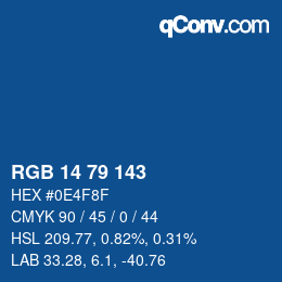 Color code: RGB 14 79 143 | qconv.com