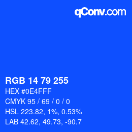 Color code: RGB 14 79 255 | qconv.com