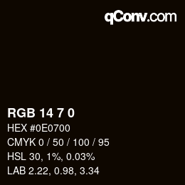 颜色代码: RGB 14 7 0 | qconv.com