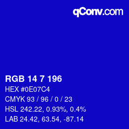 カラーコード: RGB 14 7 196 | qconv.com