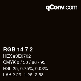颜色代码: RGB 14 7 2 | qconv.com