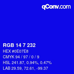 Color code: RGB 14 7 232 | qconv.com