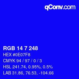 Color code: RGB 14 7 248 | qconv.com