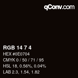 カラーコード: RGB 14 7 4 | qconv.com