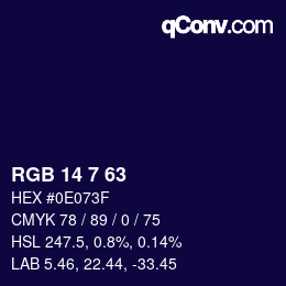 Color code: RGB 14 7 63 | qconv.com