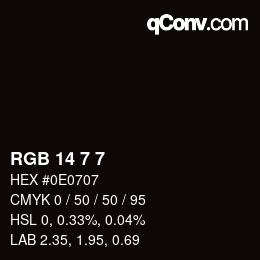 カラーコード: RGB 14 7 7 | qconv.com