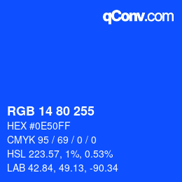 Color code: RGB 14 80 255 | qconv.com