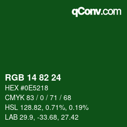 カラーコード: RGB 14 82 24 | qconv.com