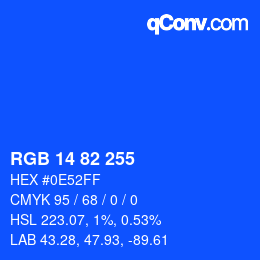 Color code: RGB 14 82 255 | qconv.com