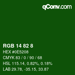 Color code: RGB 14 82 8 | qconv.com
