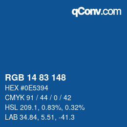 Color code: RGB 14 83 148 | qconv.com
