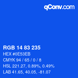 Color code: RGB 14 83 235 | qconv.com