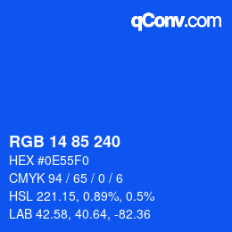Color code: RGB 14 85 240 | qconv.com