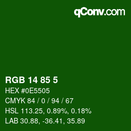 Color code: RGB 14 85 5 | qconv.com