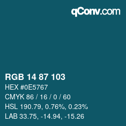 カラーコード: RGB 14 87 103 | qconv.com