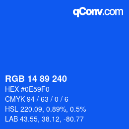 Color code: RGB 14 89 240 | qconv.com