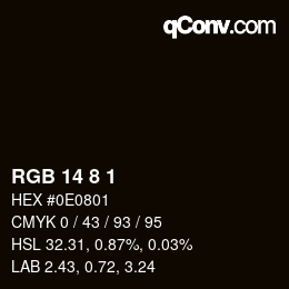 Color code: RGB 14 8 1 | qconv.com