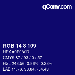 Color code: RGB 14 8 109 | qconv.com