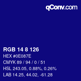 Color code: RGB 14 8 126 | qconv.com